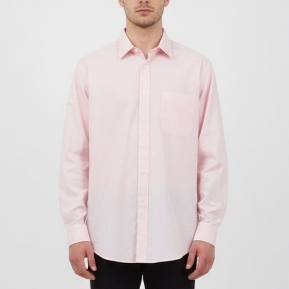 Wilkes Riley Mens Pink Classic Fit Supima Cotton Dress Shirt 17 12 x 35